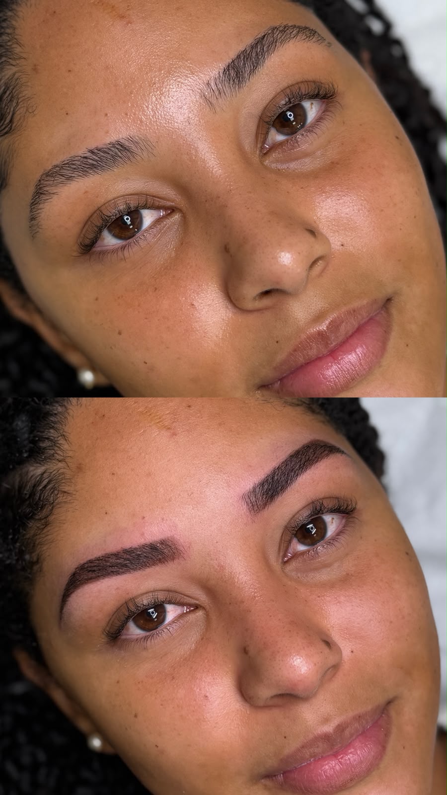 Micropigmentación de cejas antes y después en Tenerife, cejas definidas recién hechas